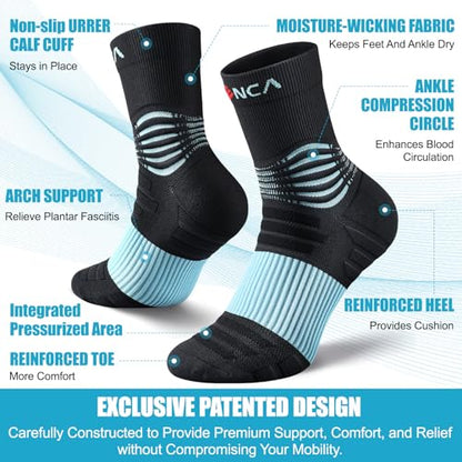 NEENCA Professional Compression Socks for Women Men Circulation, 20-30 mmHg - color: Black Blue, size: XX-Large