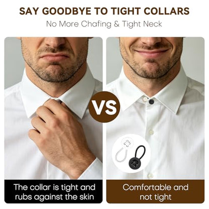9PCS Collar Extenders for Dress Shirts, Soft Elastic Neck Button Extender Compatible with Men's Button-Up Shirts, Instant 1-1.5 Inch Extra Space for Tight Collars (9, Black)