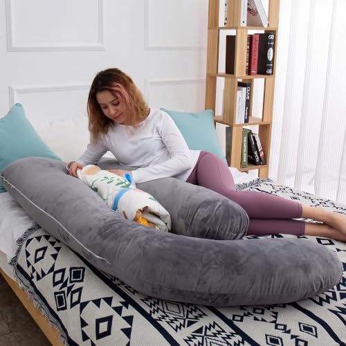 60 Inch Pregnancy Pillow for Sleeping (Dark Grey- Memory Foam) - color: Dark Grey- Memory Foam