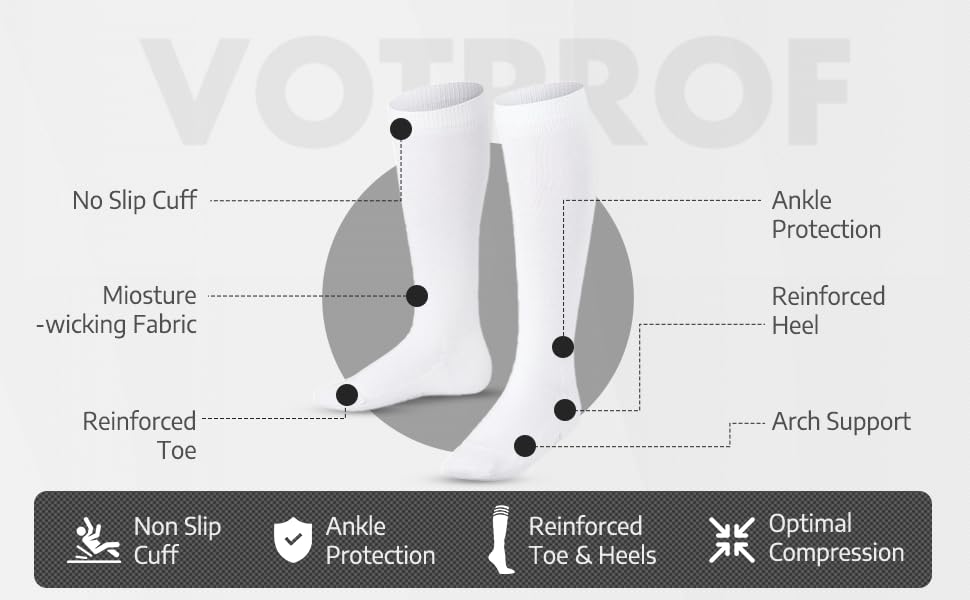 Travel Compression Socks for Men and Women, 20-30 mmHG, Graduated Compression for Flight Travel S, White