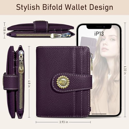 Kelvoris Small Rfid Women Wallet Bifold Zipper Coin Pocket - color: A PL