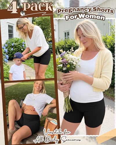 4 Pack Maternity Shorts - color: Black, Black, Black, Black, size: Large