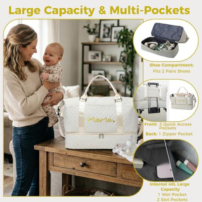 Large Maternity Hospital Bag, 45L, Beige - color: Beige