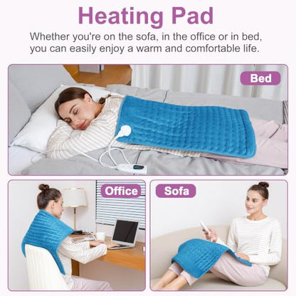 Heating Pad,Electric Heating Pads,Heating Pad for Back,Blue,24x20 Inch - color: Blue, size: 24x20 Inch