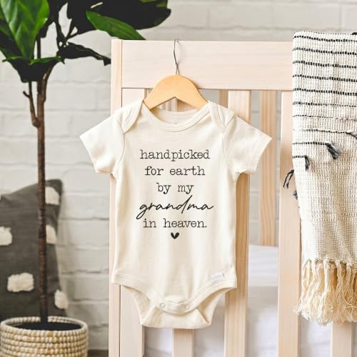 Handpicked For Earth By My Grandma In Heaven Bodysuit (0-3 Months, Natural)