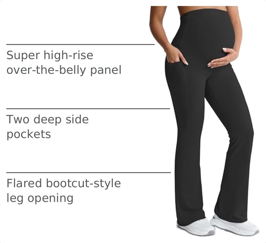 Mama Land Buttery Soft Maternity Flare Leggings - color: Black, size: Medium Tall