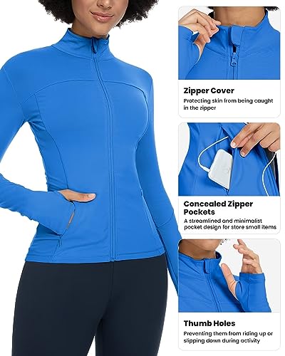 Queenie Ke Womens Running Jackets with Zipper Pockets - color: Dream Blue, size: X-Small