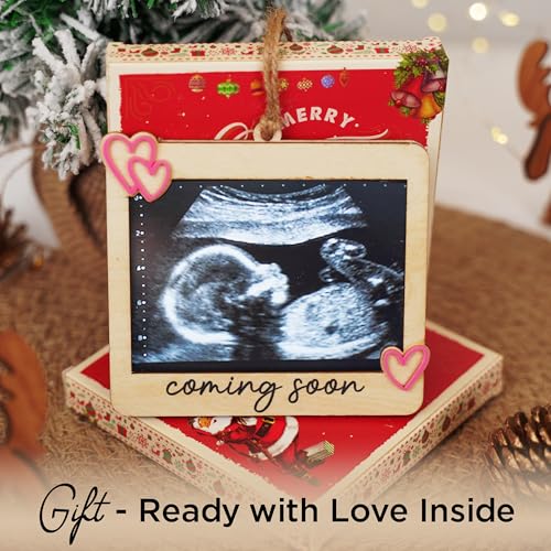Baby Ultrasound Photo Frame Ornament, Pregnancy Reveal Gift - color: Pink Coming Soon Frame