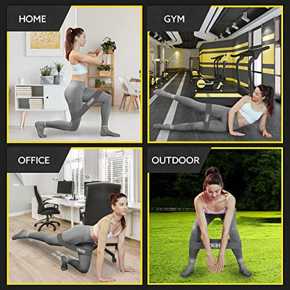 Fabric Resistance Bands for Working Out, 5-Band Set for Legs and Glutes - color: Grey