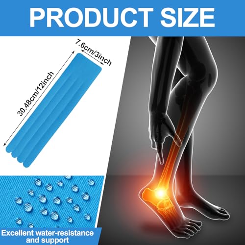 Geiserailie 30 Pcs Precut Kinesiology Fan Tape - Elastic Lifting Fan Cuts for Muscle and Body Support, Pre-Cut Strips for Legs Arms Chest Neck Back(Blue) - color: Blue