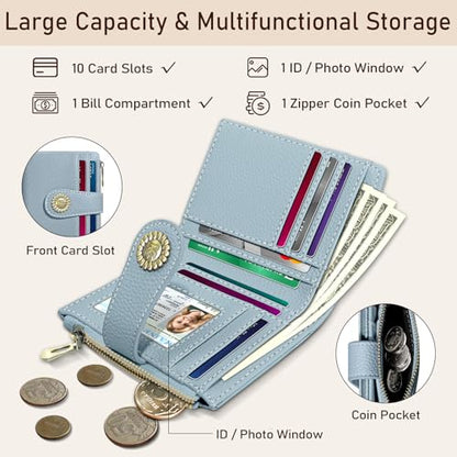 Kelvoris Small Rfid Women Wallet Bifold Zipper Coin Pocket Blue - color: A Blue