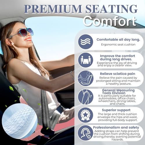 Car Seat Cushion with Lumbar Support Pillow, Seat Cushion for Driving - color: Pink