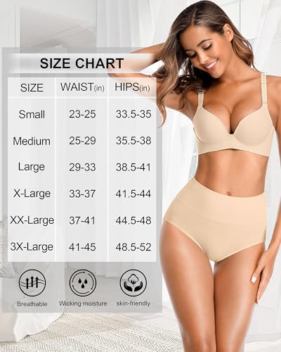 Eiggam Tummy Control Underwear Soft High Waisted underwear Full Coverage Briefs Breathable Postpartum Cotton Womens Panties - color: Multicoloured D - 3 Pack, size: Medium