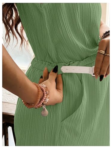 OYOANGLE Women's 2 Piece Maternity Set Textured Tie Shoulder Lounge Outfits - color: Mint Green, size: Small