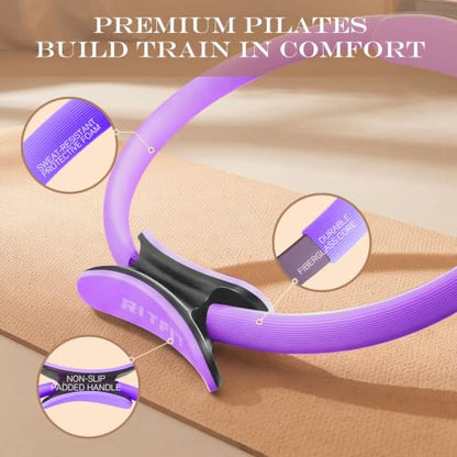 RitFit Pilates kit, 14" Pilates Ring with Pilates Ball & Resistance Bands - color: Purple
