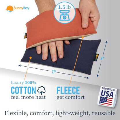 SunnyBay Microwavable Neck and Shoulder Heating Pad, 6x11 Inches, 2 Pack - color: Navy Blue and Persimmon