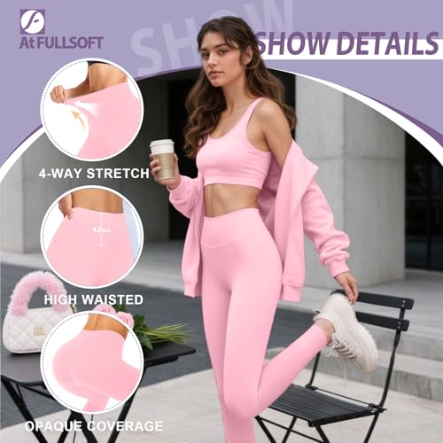 FULLSOFT Buttery Soft Leggings for Women High Waisted - color: Cherry Pink, size: Small-Medium