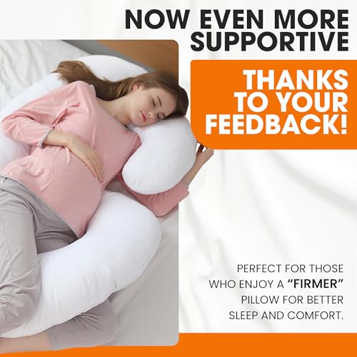 Cheer Collection J Shaped Body Pillow - Down Alternative Full Body Pillow for Side Sleeper, Pregnancy, Neck and Shoulder Support - Zippered Cover - size: J-Shape