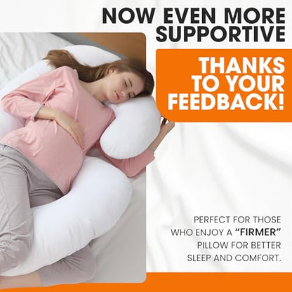 Cheer Collection J Shaped Body Pillow - Down Alternative Full Body Pillow for Side Sleeper, Pregnancy, Neck and Shoulder Support - Zippered Cover - size: J-Shape