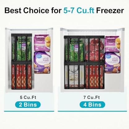 iSPECLE Freezer Organizer Bins - 2 Pack Extra Height Storage Bins, Black - color: 2 Pack, Extra Height, Black