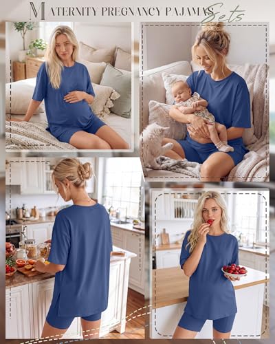 Huukeay Women's Maternity Set 2 Piece Outfits - color: Haze Blue, size: Small