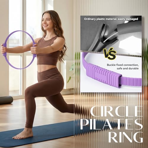 Pilates Kit, 13.5" Pilates Ring with Mini Ball & Resistance Bands - color: Purple, size: Pilates Kit