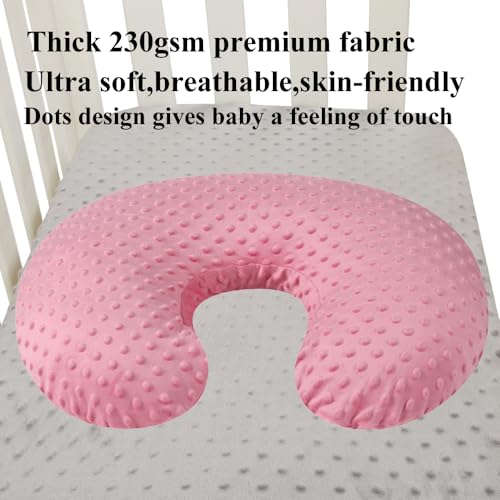 Dot Nursing Pillow Cover Set 2 Pack Compatible with Boppy Pillow - color: Pink & Love