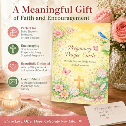 Pregnancy Scripture Prayer Cards, 20 Weekly Milestone Cards for Expecting Mothe