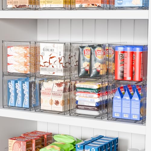 SUOXING 4 Pack Clear Stackable Storage Drawers,7.3″ High Large Baby Bottle Organizer,Bathroom Closet Organizers and Storage,Acrylic Storage Containers and Home Edit Organizer Bins for Cabinets,Pantry