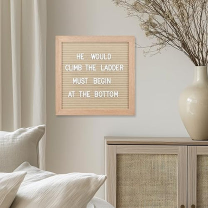 Felt Letter Board, 10 x 10 inch Wooden Frame, Beige - color: Beige