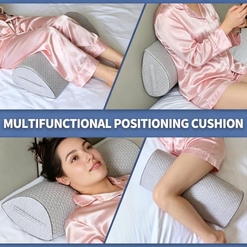 Memory Foam Knee Pillow for Back Sleepers, Spinal Alignment, Gray - color: Grey