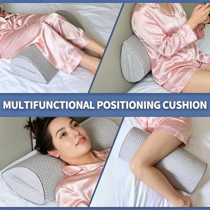 Memory Foam Knee Pillow for Back Sleepers, Spinal Alignment, Gray - color: Grey