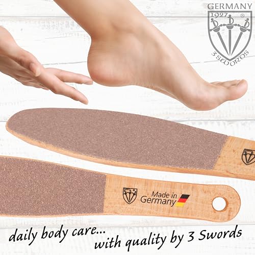 3 Swords Germany Brand Quality Foot File Made from German Beech Wood, Two-Sided Smooth and Rough, Hard Skin Callus Removal