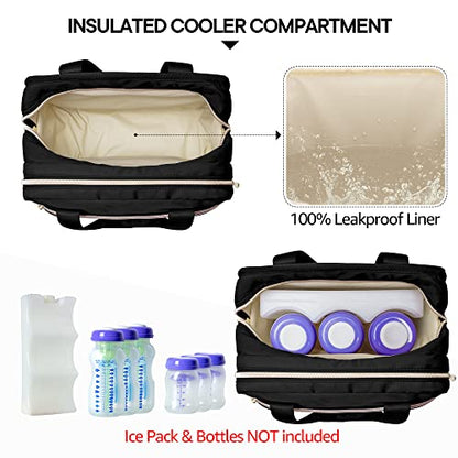 Fasrom Wearable Breast Pump Bag, Insulated Pump Carrying Case with Cooler - color: Black