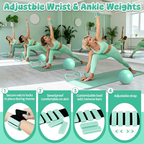 18PCS Pilates Kit, Pilates Equipment Set, Home Workout Kit for Women - color: Green