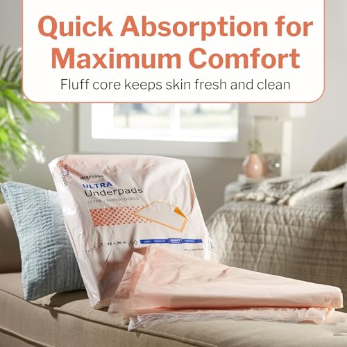 McKesson Underpads Bed Pads, Heavy Absorbency, Peach, 36 x 36 in, 100 ct - size: 36x36 Inch