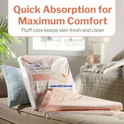McKesson Underpads Bed Pads, Heavy Absorbency, Peach, 36 x 36 in, 100 ct - size: 36x36 Inch