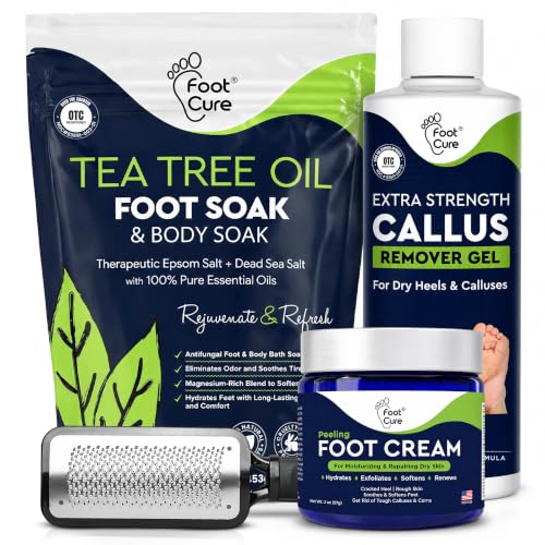 Tea Tree Callus Remover Gel & Foot Soak, Foot Cream for Dry Cracked Feet
