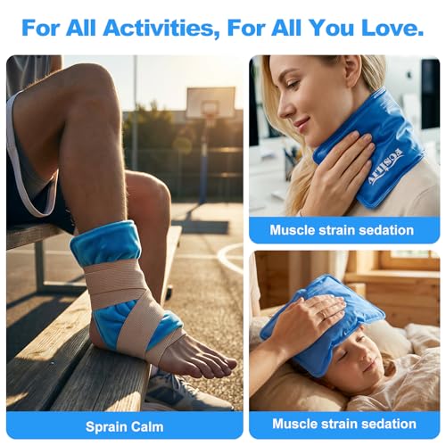 Reusable Ice Packs for Injuries - Flexible Ice Pack for Injuries - Gel Cold Pack Stays Soft When Frozen for Shoulder, Knee, Ankle, Back Pain Relief, Swelling & Bruises - 7.5"x11.5"