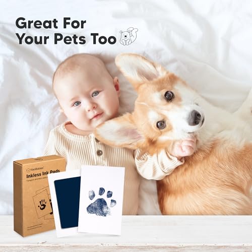 4pk Inkless Baby Hand and Footprint Kit, Mess Free Ink Pads (Navy, R) - color: Navy, size: 4-Pack, Regular 2.3" x 3.7"