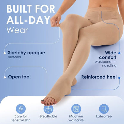 ABSOLUTE SUPPORT Compression Pantyhose 20-30mmHg, Opaque, Beige, Small - color: Beige, size: Small
