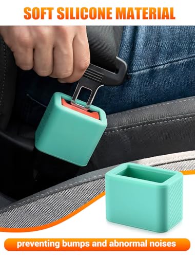 Glow In The Dark Seat Belt Buckle Holder, 2 Pack Silicone Universal - color: Green