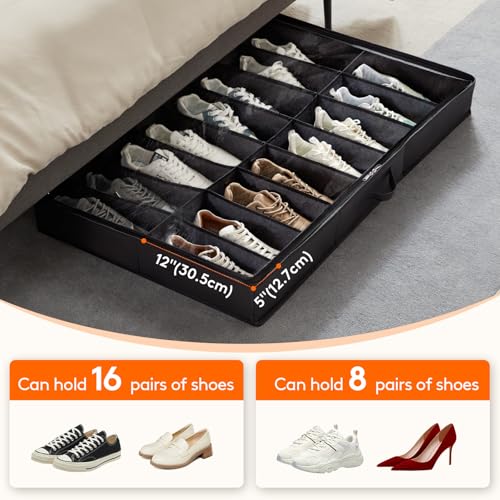 Lifewit Under Bed Shoe Storage Organizer, 2 Pack(16 Shoes Cells) - size: 16 Shoes Cells