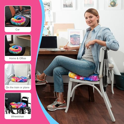 Donut Pillow Seat Cushion for Tailbone Pain Relief Hemorrhoids - color: Colorful