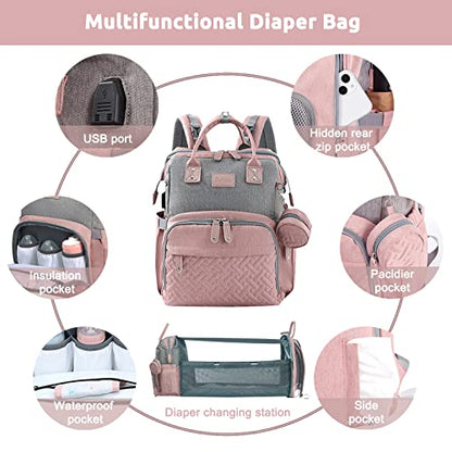 JOLLITO Diaper Bag Backpack with Changing Station, Baby Registry Search - color: Pink