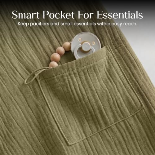 Premium Muslin Nursing Cover for Breastfeeding Privacy & Comfort - color: Olive