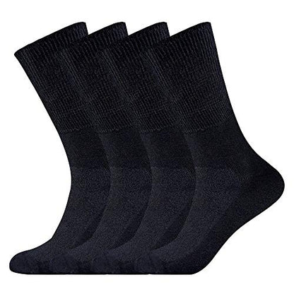 Busy Socks 4 Pack Crew Thin Non Binding Top Diabetic Socks for Men Women - color: 4 Pairs Black, size: Large