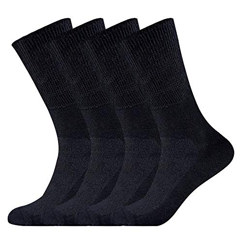 Busy Socks 4 Pack Crew Thin Non Binding Top Diabetic Socks for Men Women - color: 4 Pairs Black, size: Large