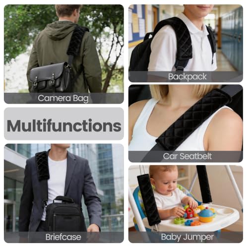 Amooca 2 Pack Seat Belt Covers Soft Shoulder Pad for Cars & Backpack - color: B: Black