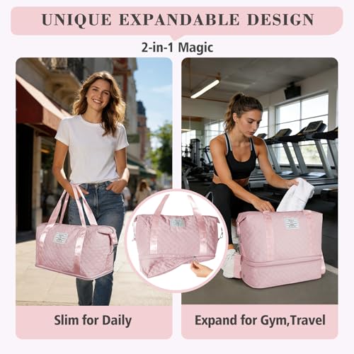 Geestock Travel Duffle Bag - Weekender Overnight Bags for Women, Pink